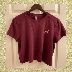 PINK Victoria’s Secret Dreamer Cotton Crop Tee - Wild Rose Dog - NWT - Size XL